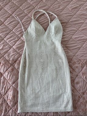 Lovely Day White Geometric Lace Mini Dress